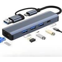 5 IN 2 USB-C USB-A HUB Multiport Adapter Type C USB 3.0 Data Transfer Gigabit Ethernet RJ45 Docking