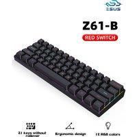 ZSUS Z61-B USB Gaming Mechanical Mini Keyboard Red Switch RGB Backlit 61 Keys Wired Feel for Game/Office