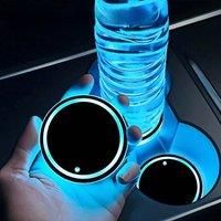 1pc Car LED Light-emitting Water Coaster Colorful Water Coaster Car Atmosphere Light Solar USB