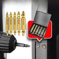 Damaged Screw Extractor Drill Bit Extractor Drill Set Broken Speed Out Bolt Drill Bit Stripped Broken Remover Home Tool 5pcs/Set