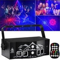 6 Holes RGB Laser Party Light With Remote 120 in 1 Patterns USB Led Lighting Stage Laser Projector
