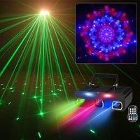 DJ Laser Party Lights 3 Lens Pattern Laser Light Projector Stage Strobe Lighting DMX512 Music Sound
