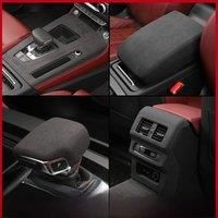 For Audi Q5L 2021-2024 Model Alcantara Overlay on Gear Shift Knob Cover, Armrest Box Cover,Rear Air