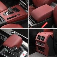 For Audi Q5L 2021-2024 Overlay Leather Central Centrol Gear Panel Frame Gear Shift Knob Cover