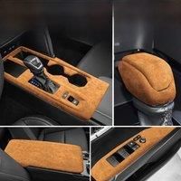 Alcantara Suede Auto Car Central Control Armrest Cover Gear Lever Shift Knob Cover Trim For Toyota