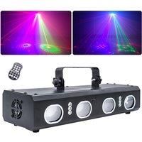 4 Lens RGB Lazer Projector Light Remote Control Dj Party Lighting 15W LED Disco Light Lazer Pattern