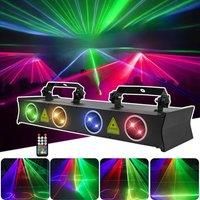 DJ Stage Light Disco Party Laser Light Projector 4 Lens RGBY Beam Scanner Laser Light DMX Remote