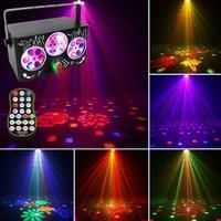 DJ Disco Party Light 4IN1 Effect Pattern Lazer Light Projector LED Strobe Lights DMX Sound Activated