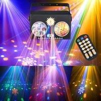 4IN1 Effect Laser Stage Lights 18W LED Pattern Party Lights Sound Activated LED Strobe Lights for DJ