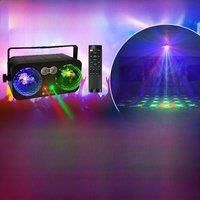 4IN1 Dual Magic Ball Light DJ Disco Light Sound Activated Laser Light Remote Control Strobe Light