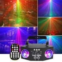 3IN1 DJ Disco Party Light LED RGBW Stage Light DMX Control Laser Light Sound Activated Magic Ball Light LED Strobe Light Holiday