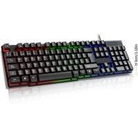 T20 Wired Keyboard Computer Accessories Russian Spanish Keyboard USB Game RGB Backlit Mechanical Touch Keycap Standard 104 Keys