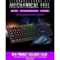 T20 Wired Keyboard and Mouse Set Computer Game Accessories Spanish Russian USB Keyboard Laptop RGB Backlit Keycaps Laser Roller
