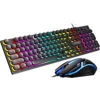 T7 Keyboard and Mouse Set Wired Gaming Computer Accessories RGB Backlight Russian USB Keyboard English Laptop Mouse Laser Roller