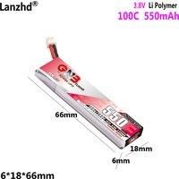 550mAh 1S1P 100C 3.8V lithium battery with PH2.0 plug For HV indoor remote control FPV small four-axis batteries