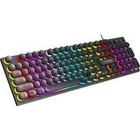 T80 Wired Keyboard Computer Office Accessories USB Wired Gaming Keyboard RGB Backlit Laptop Retro Round Keycap 104 Key Standard