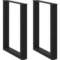 Coffee Table Legs U-Shaped 2 pcs Black 60x(72-73) cm Steel