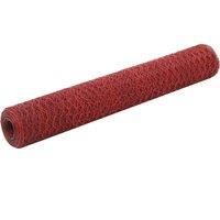 Chicken Wire Fence Steel with PVC Coating 25x1 m Red