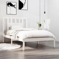 Bed Frame White Solid Wood Pine 90x200 cm