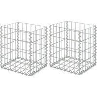 Gabion Baskets 2 pcs Galvanised Steel 30x30x40 cm