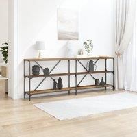 Console Table Old Wood 200x30x75 cm Engineered Wood and Steel
