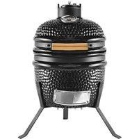 13£ Kamado Egg Ceramic Charcoal BBQ Barbecue Grill Roaster Smoker, Portable Oven and Smoker with Stand - Black
