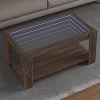 Coffee Table with LED Brown Oak 93x53x45 cm Engineered Wood