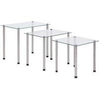 Nesting Tables 3 pcs Transparent Tempered Glass
