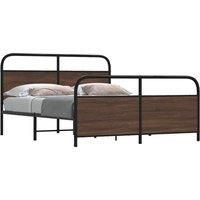 Metal Bed Frame without Mattress Brown Oak 160x200 cm