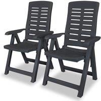 Reclining Garden Chairs 2 pcs Plastic Anthracite