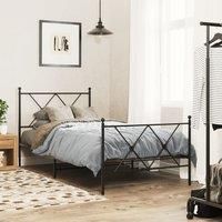 Metal Bed Frame without Mattress with Footboard Black 90x190cm