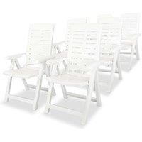 Reclining Garden Chairs 6 pcs Plastic White