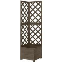 Corner Trellis Planter Grey 40x40x150 cm Solid Fir Wood