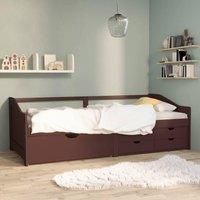 3-Seater Day Bed with Drawers Dark Brown Solid Pinewood 90x200 cm