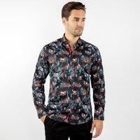 CLAUDIO LUGLI Men's Smoking Skull Biker Print Shirt in Black | Size: Large