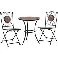 3 Piece Mosaic Bistro Set Ceramic Tile Orange/Grey
