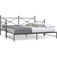 Daybed with Trundle without Mattress Black 107x203 cm Steel