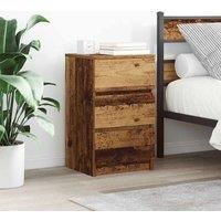 Bedside Cabinet with 3 Drawers Old Wood 39x35x65 cm