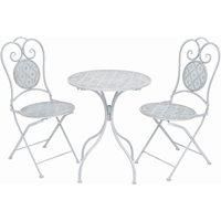 3 Piece Bistro Set Steel Greyish White