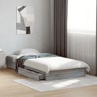 Bed Frame with Drawers without Mattress Grey Sonoma 90x190 cm Single
