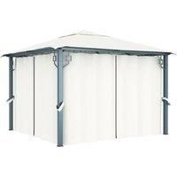Gazebo with Curtain 300x300 cm Cream Aluminium