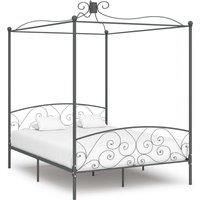 Canopy Bed Frame Grey Metal 160x200 cm