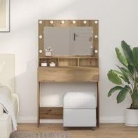 Dressing Table with LED Lights - Artisan Oak - 79 x 41 x 135 cm