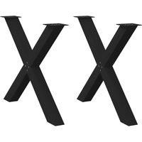 Dining Table Legs X-Shaped 2 pcs Black 90x(72-73) cm Steel