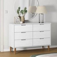 Drawer Cabinet MOLDE White 113x40x80 cm Solid Wood Pine