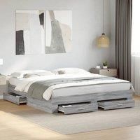 Bed Frame with Drawers without Mattress Grey Sonoma 180x200 cm Super King