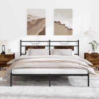 Bed Frame without Mattress Smoked Oak 183x213 cm Engineered Wood