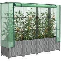Raised Bed with Greenhouse Cover Rattan Look 160x40x138 cm
