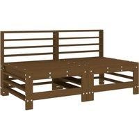 Garden Middle Sofas 2 pcs Honey Brown Solid Wood Pine