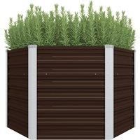 Garden Raised Bed Brown 129x129x77 cm Galvanised Steel